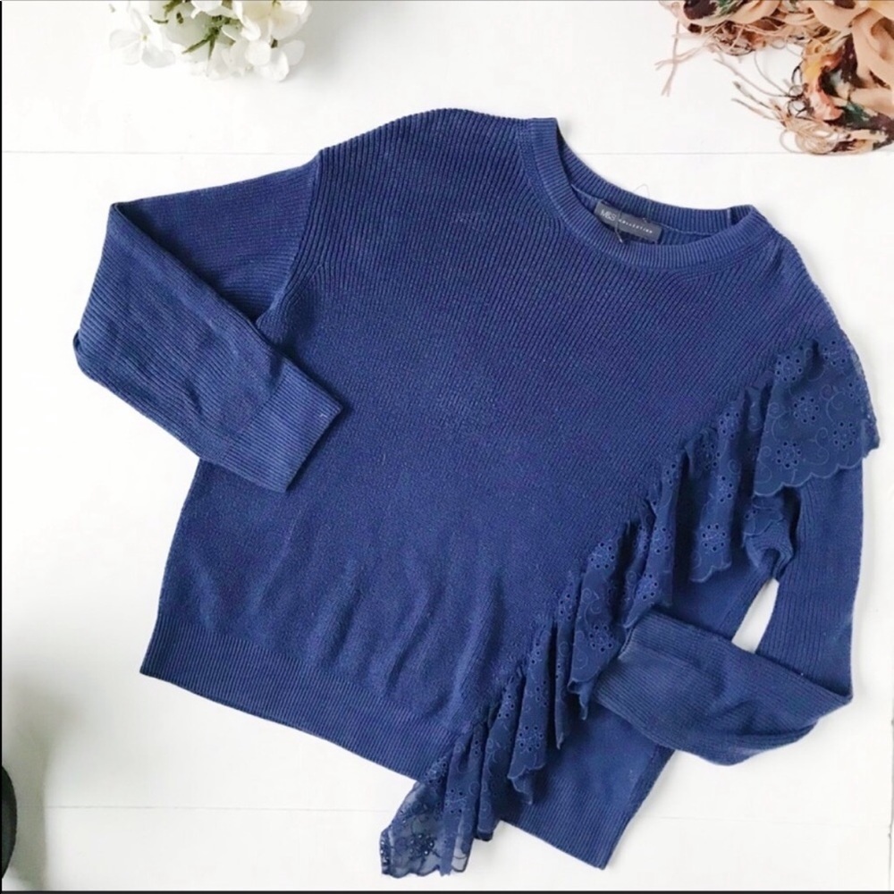 M&S Collection blue sweater front ru…